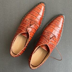 New Brock Collection Oxford Loafer Lace Ups in Brown Stud Detail 39